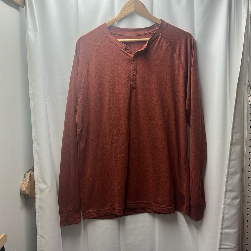 01. ALGO Orange Performance‎ Henley Shirt UV SPF 40- L